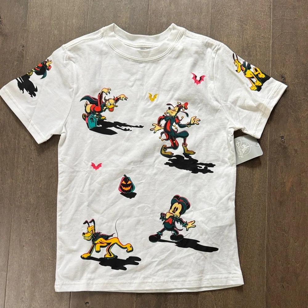 NWT Disney Halloween Mickey Pluto Goofy Kids Graphic T-Shirt Size 7/8